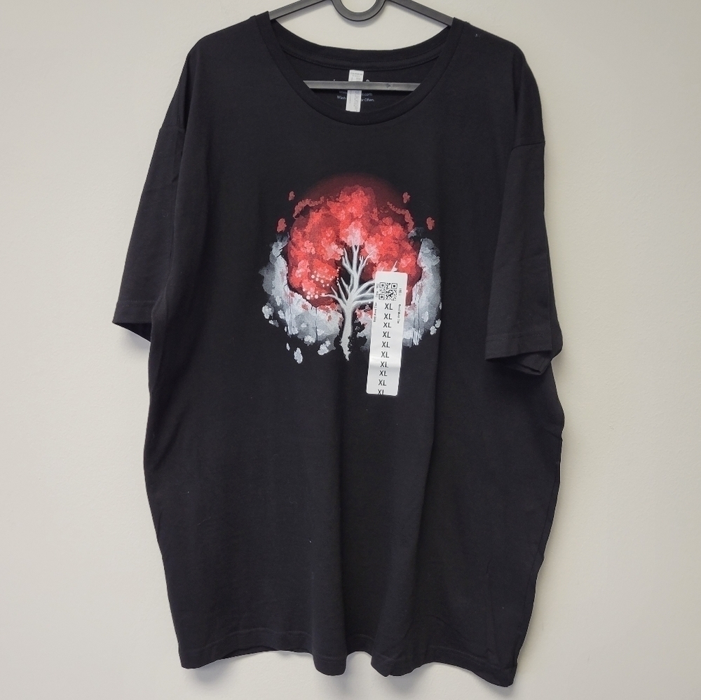 Teeturtle Blood Moon tree t-shirt Black Red XL